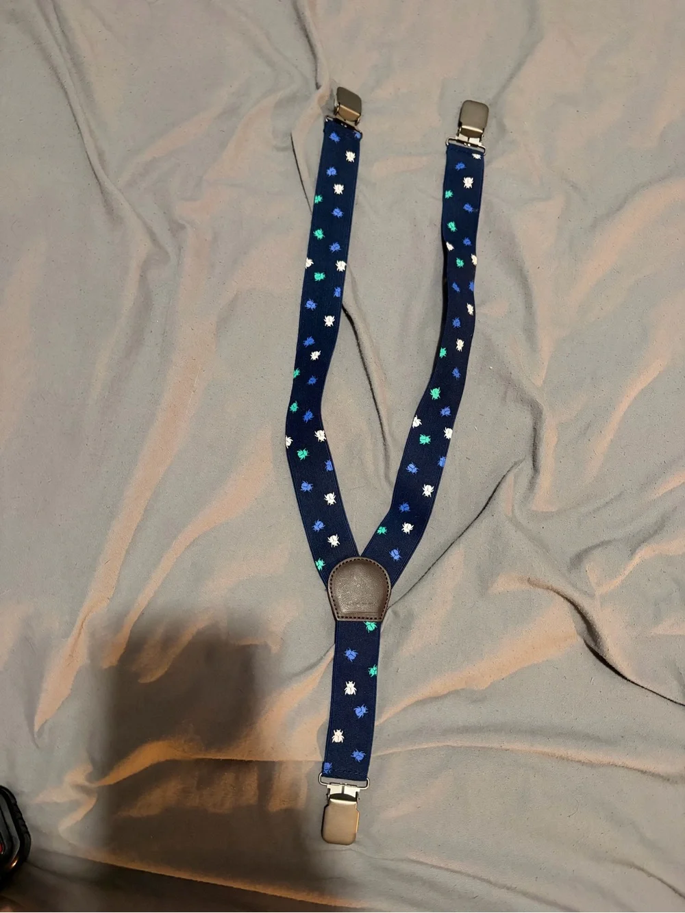 Gymboree Navy Blue Suspenders with Brown Leather Y-Back 2T-5T